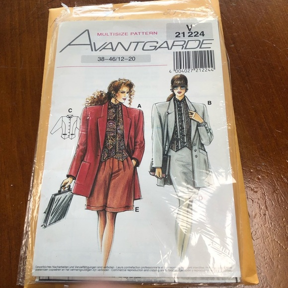 Avantgarde Womens Jacket and Shorts Set Sewing Pattern Vintage 1980s Fashion - Picture 2 of 8